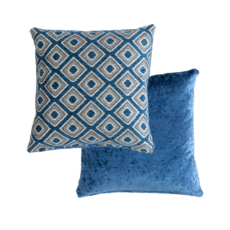 Kissling Geometric Square Throw Pillow Cover, Navy