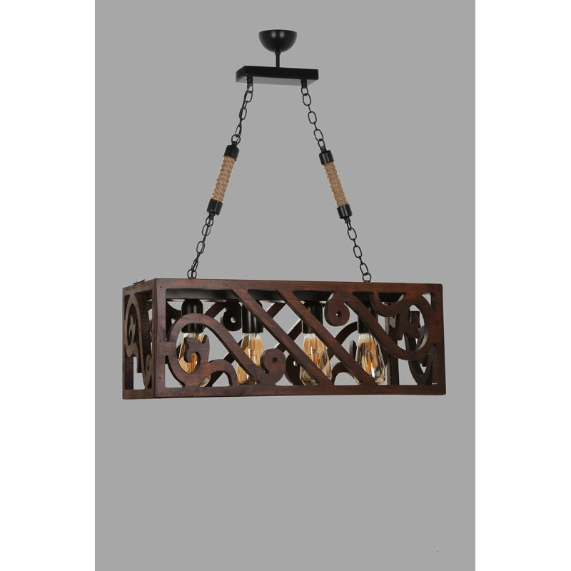 Lustre rectangulaire à 4 lumières Electra, Marron foncé