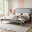 Upholstered Platform Bed with Tufted Headboard, Solid Rubberwood Panel Bed-1949760788