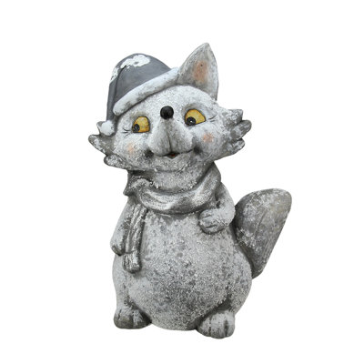 18" Snow Dusted Glitter Silver Fox Christmas Tabletop Decoration
