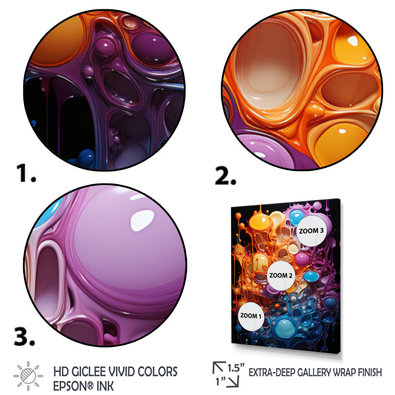 Orange et bleu, réalités abstraites sur toile, Cadre simple noir, H 20 po x l 12 po x P 1 po