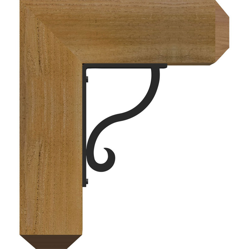 Ashford 4" Triple Brace Craftsman Ironcrest Bracket, 14"H x 11 1/2"D, 4"W x 2"T Western Red Cedar (Rough Sawn)