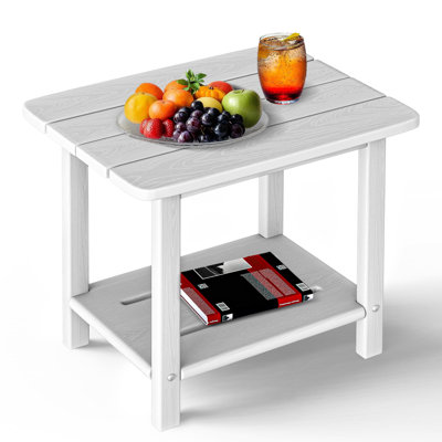 Adirondack Square Side Table - 18.4" HDPE Outdoor End Table - Weatherproof, Rustproof & Low Maintenance For Patio, Deck, Pool, Or Indoor Use