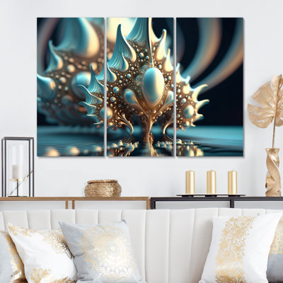 «Fractal Turquoise Pastel Cosmic Architecture I», ensemble de reproductions d'art mural fractales