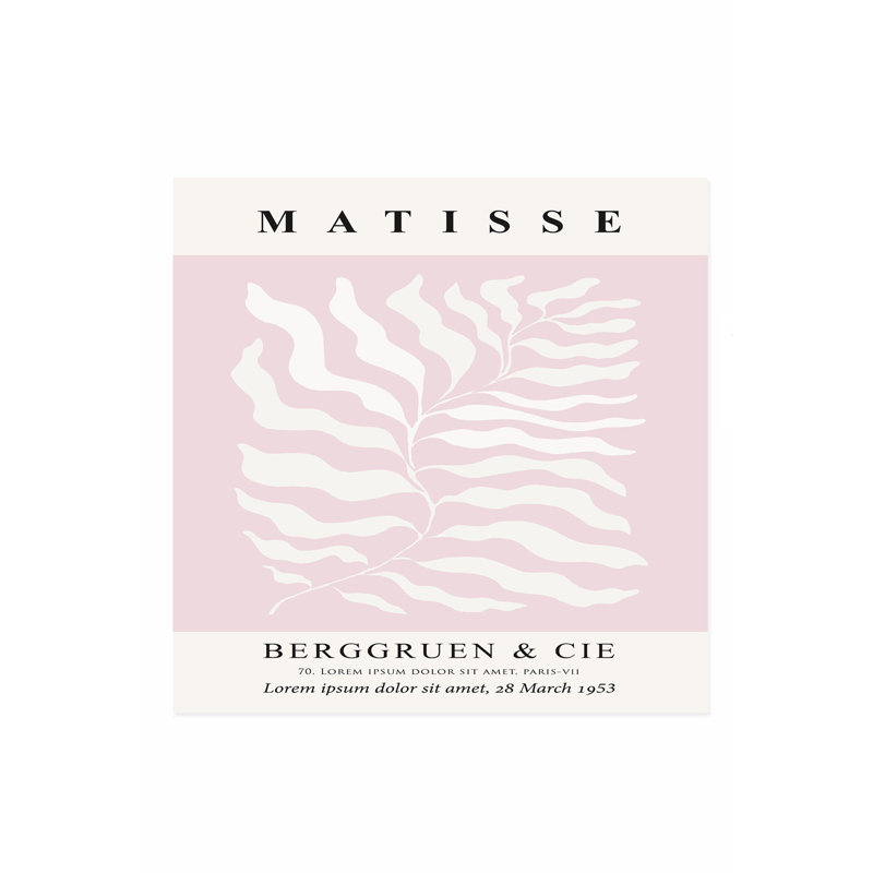 «Botanical Henri Matisse», reproduction d'art moderne rose sans cadre, H 24 po x l 24 po