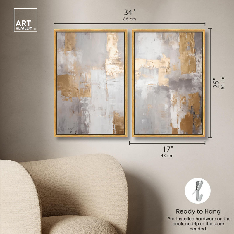 Tranquility Gold Art , 25" H x 17" W, Impression dans un cadre flottant sans passe-parto, Gold