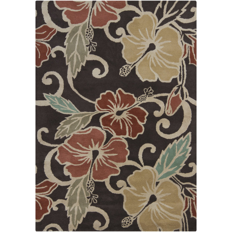 Tapis brun et brun clair en laine touffeté à la main Hammond, Rectangle 5 pi x 7 pi