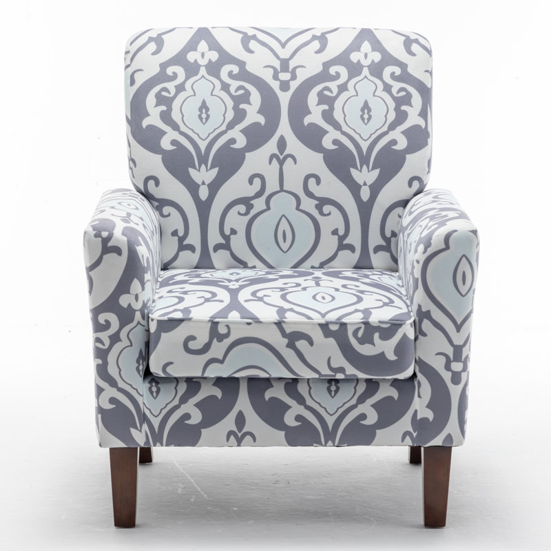 Zona Upholstered Armchair, Light Gray Polyester