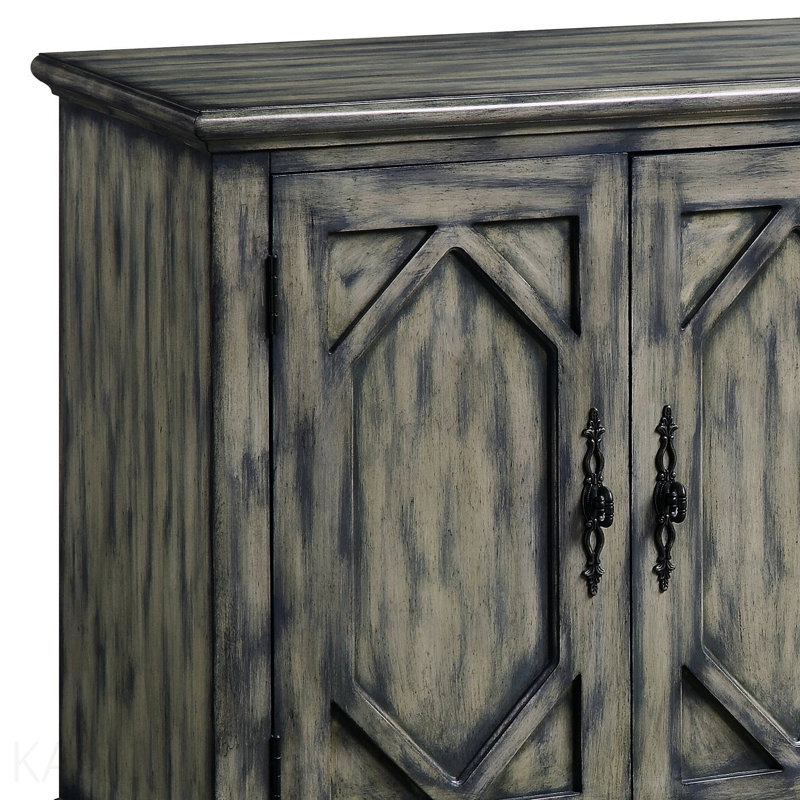 Rustic Gray Finish Console Cabinet