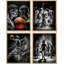 Affiches de basketball noires et blanches, impression 4 pièces-90691955-90691958