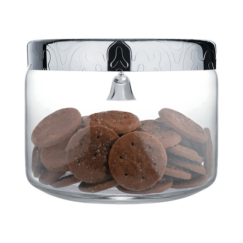Silver and Glass Biscuit Jar with Bell Lid