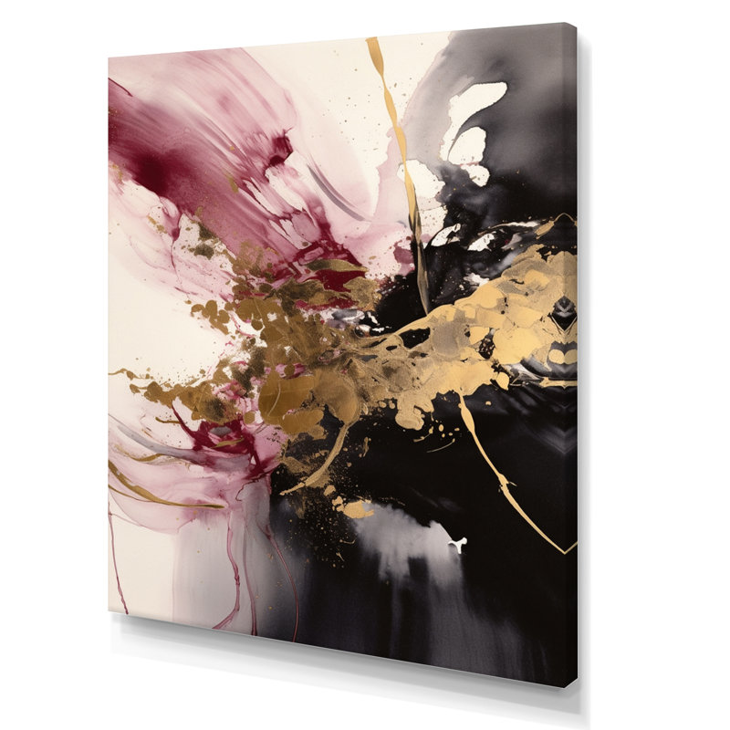 Or et rose fluides I sur toile, 20" H x 12" W, Toile tendue