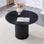 Table de salle à manger ronde avec rangement caché en bois aggloméré noir mat de 42 po de diamètre et 4 sièges épissés