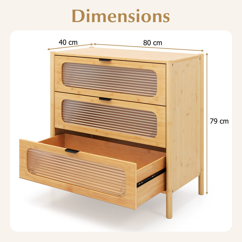 80 cm W Chest of 3 Drawers