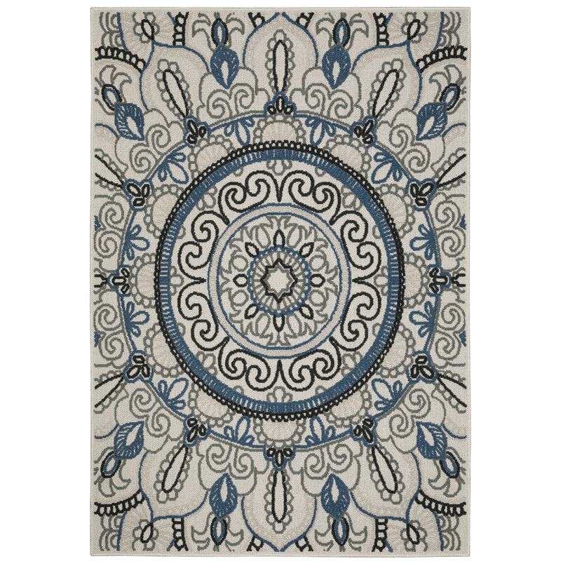 Inessa Oriental Machine Woven Stain Resistant Indoor/Outdoor Area Rug , Runner 1'10" x 3'9"