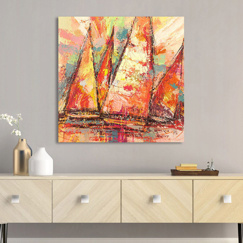 Sails In The Ocean - Wrapped Canvas Art Prints, 70cm H x 70cm W x 4cm D
