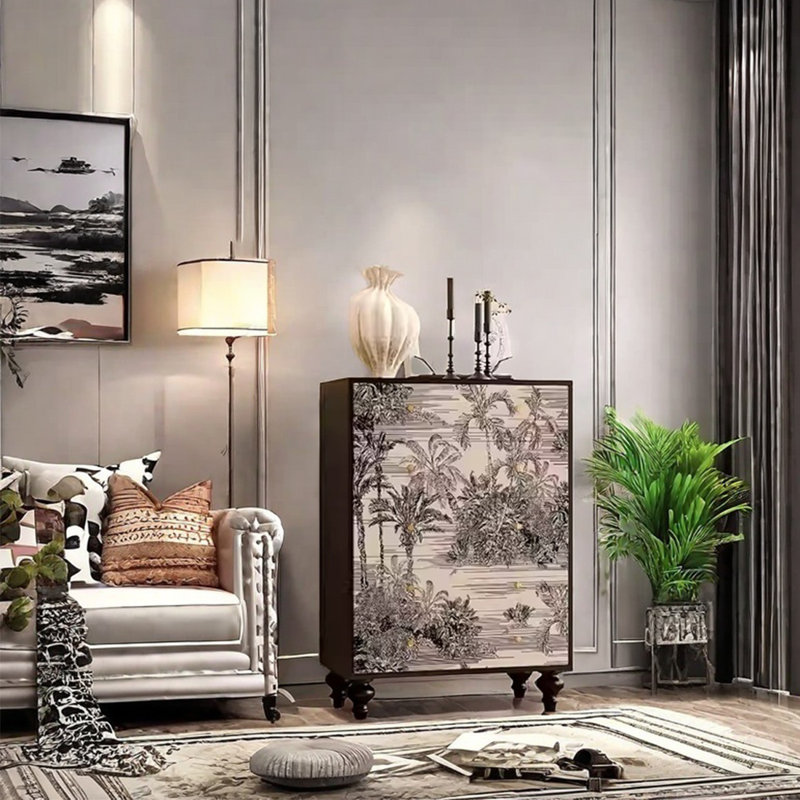 Armoire décorative en bois de noyer avec plateau spacieux