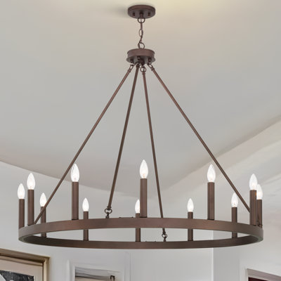 12-Light Wagon Wheel Candle Style Chandelier