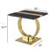 Table de bout luxueuse 1 pièce, base en forme de O, meubles de salon en acier inoxydable noir et doré