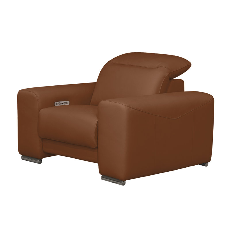 Fauteuil inclinable standard en cuir fleur gris 49 po Grischy, Cuir fleur camel