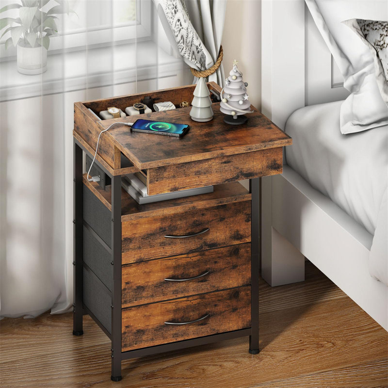 40cm W Metal Bedside Table