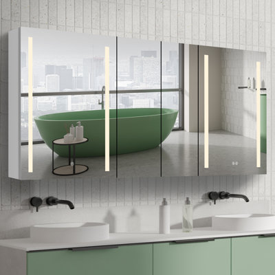 Carterlee 60'' W 30'' H Surface Frameless Medicine Cabinet Mirror 8 Adjustable