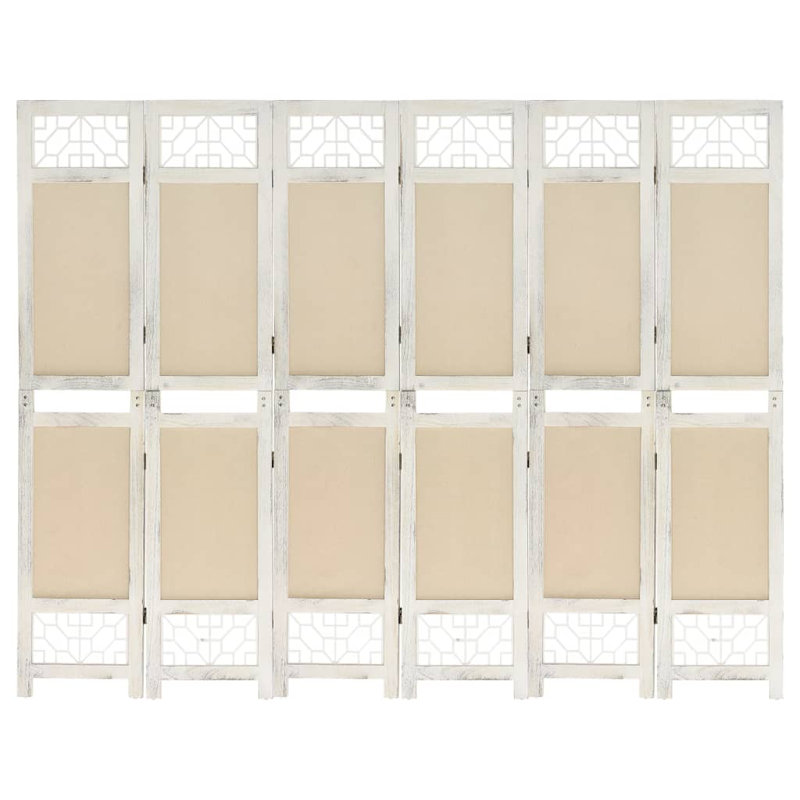 Tion 165cm H Folding Room Divider, 6, Cream
