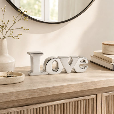 Arali LOVE Ceramic Sculpture Letter Block (Silver)