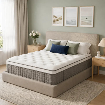 10" Medium Firm Pillow Top Hybrid Mattress with Gel Memory Foam and Pocket Springs, Motion Isolation, Pressure Relief, CertiPUR-US & OEKO-TEX Certified
