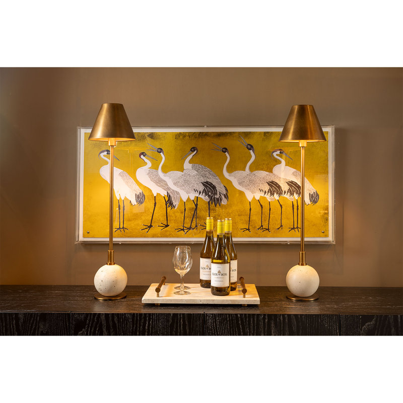 Boston Buffet Table Lamp Set, Aged Brass