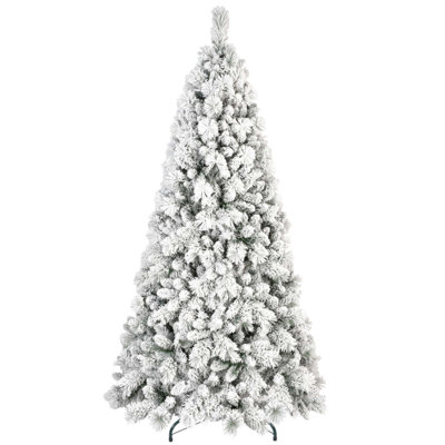 Arbre de Noël enneigé 4 pi avec 350 pointes, structure à charnières et support en métal stable pour une installation facile et un décor de Noël réaliste