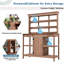 Grande table de rempotage en bois 66 po, poste de travail de jardin avec 2 tiroirs, armoire et tablettes ouvertes-768491974