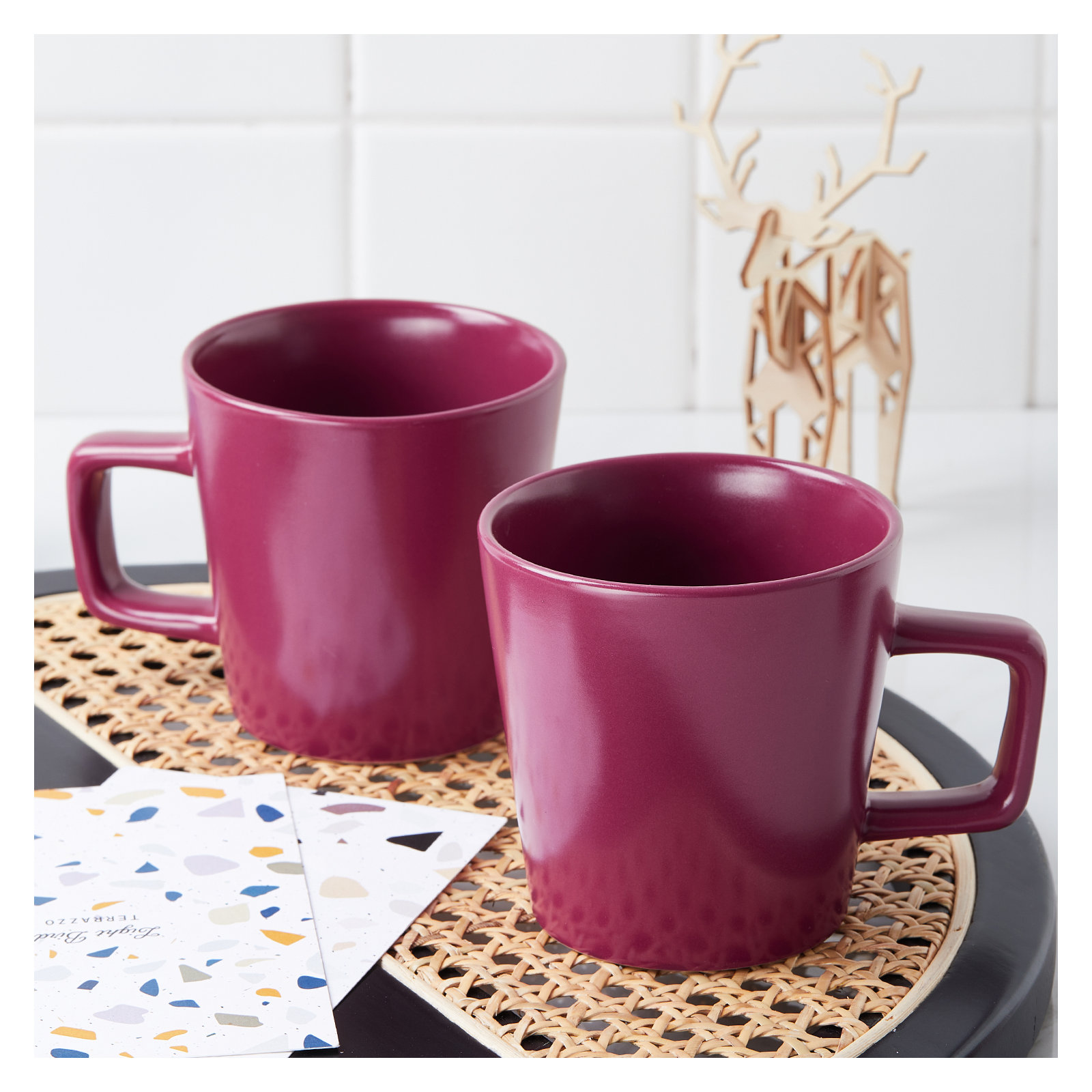 Stone Lain Cleo 16-Piece Dinnerware Set Stoneware, Maroon