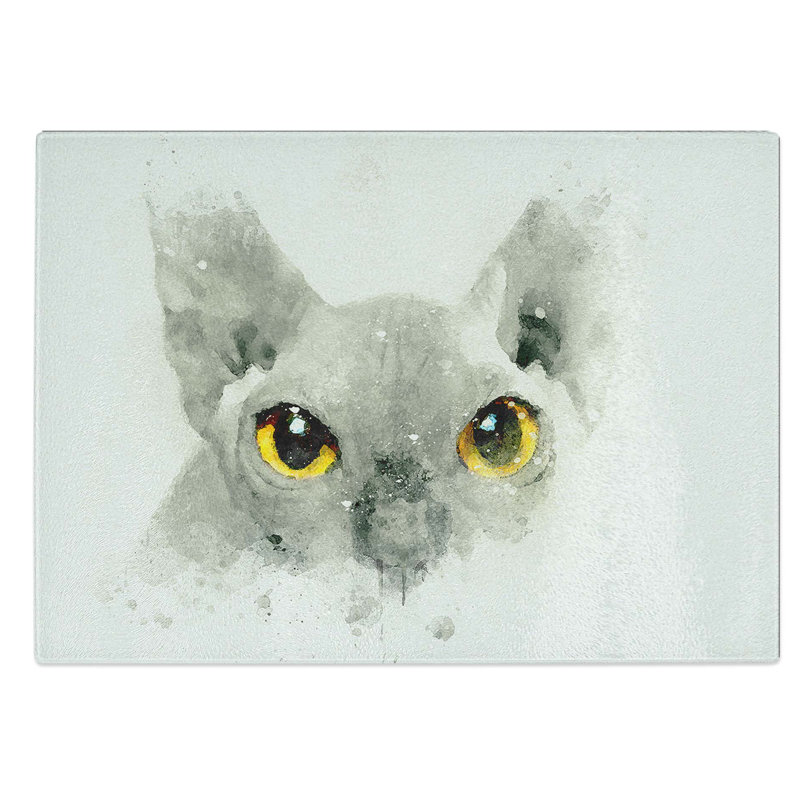 Tempered Glass Sphynx Cat with Eyes Chopping Board, 39 cm W x 28.5 cm L