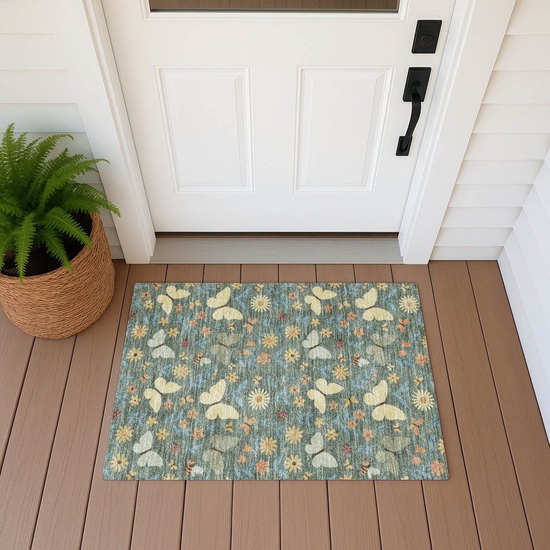 Machine Washable Indoor/Outdoor Chantille ACN2618 Kids Rug, Basil, 1'8" x 2'6"
