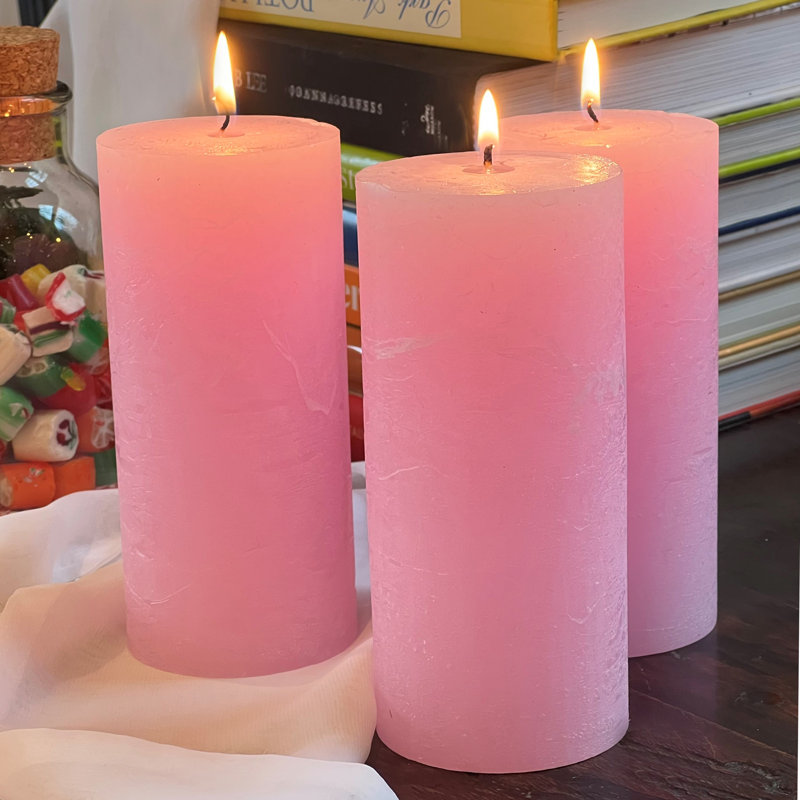 Ensemble de bougies pilier 3 pièces, Rose pâle