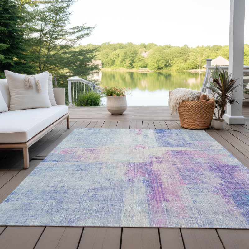 Tapis intérieur / extérieur lavable à la machine Sky Xhevrie, Rectangle 5 pi x 7 pi 6 po