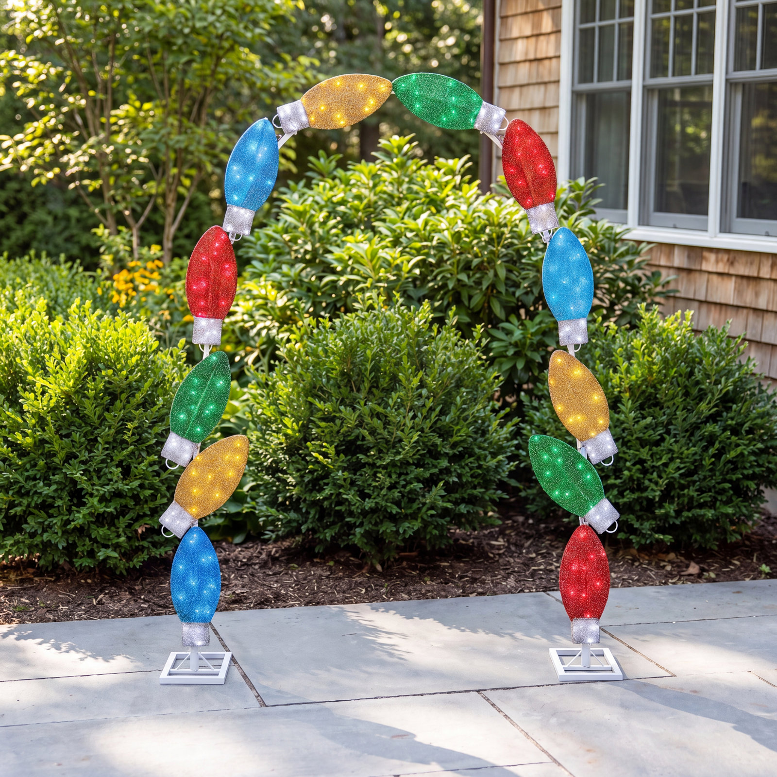 8' Illuminated Tinsel C9 Bulb Arch