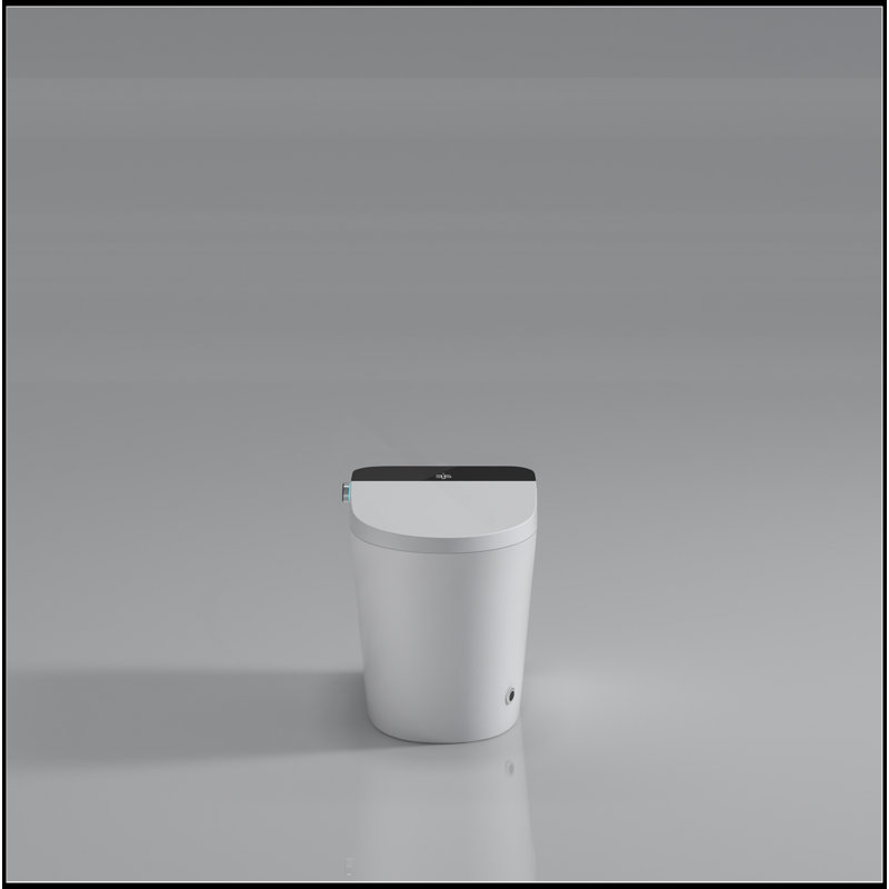 Toilette moderne et intelligente avec siège de bidet intégré, siège d'auto ouverture / fermeture de toilette intelligent, capteur de pied, affichage à DEL, veilleuse, eau chaude et sécheuse, blanc