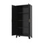 Armoire de rangement en métal noir avec 2 portes galbées et tablettes réglables pour la chambre à coucher et le salon-520969326