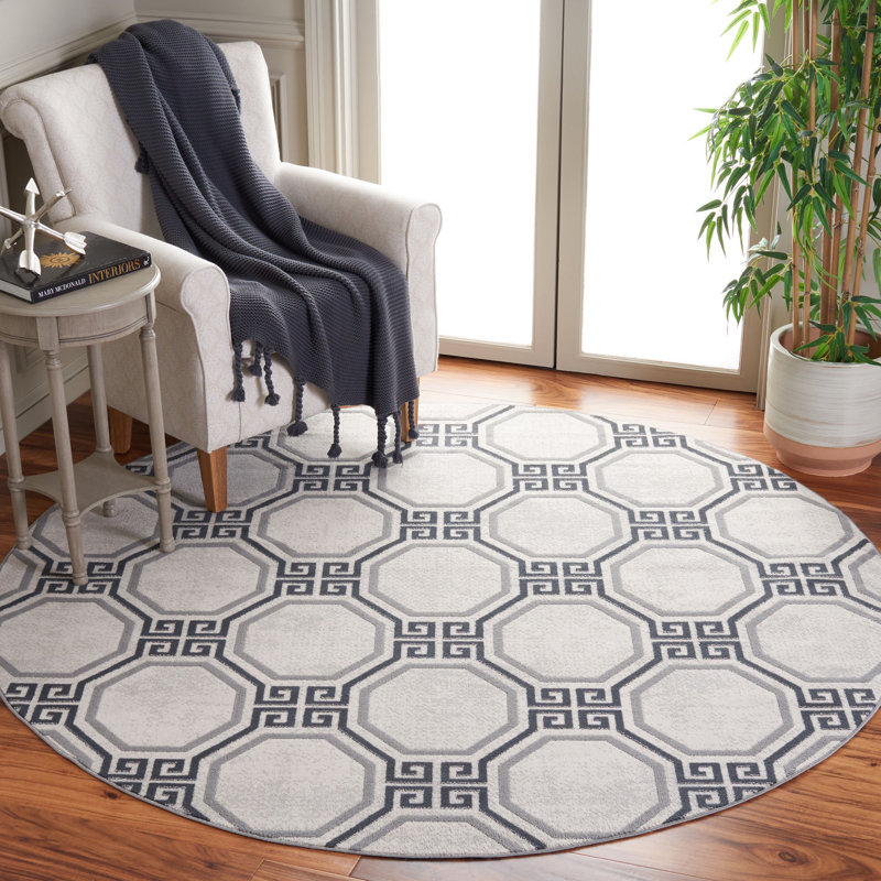 Aldeen Performance Geometric Rug, Round 6'7"