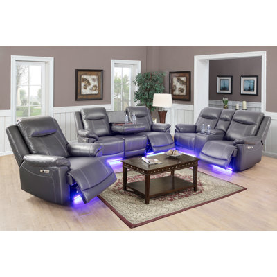 Cohdi 3 Piece Faux Leather Reclining Living Room Set by Red Barrel Studio