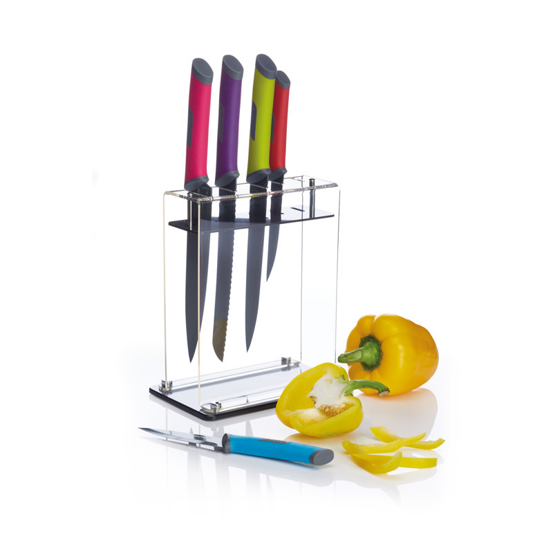 Colourworks Brights 5 Piece Stainless Steel Knife Block Set