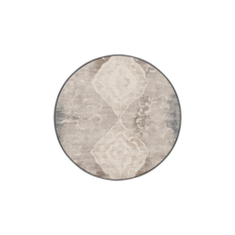 Machine Washable Gray Area Rug GSIX03590, Round 8'