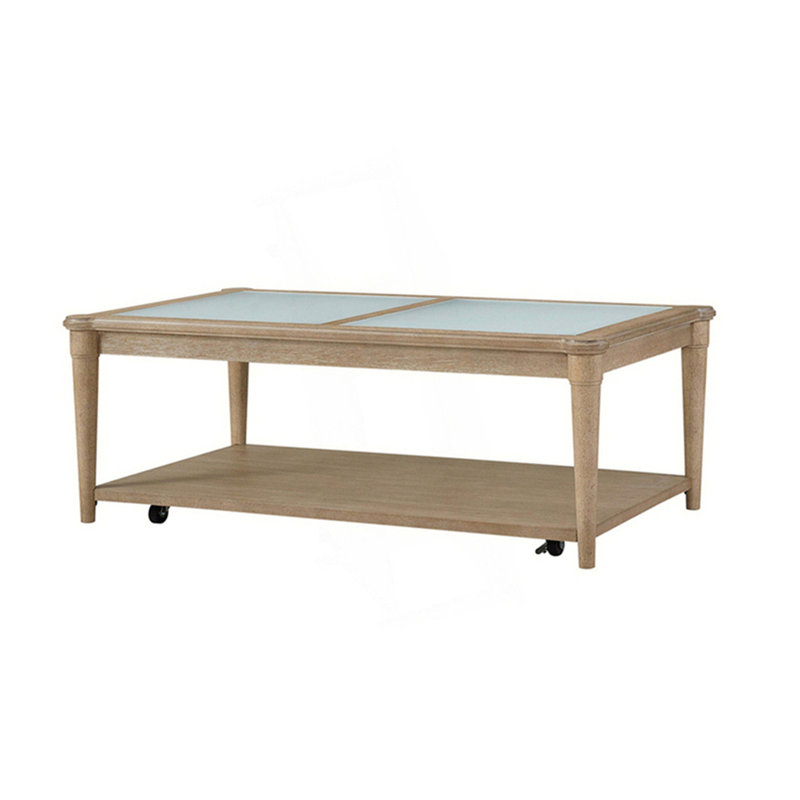 Table basse en verre givré avec roulettes