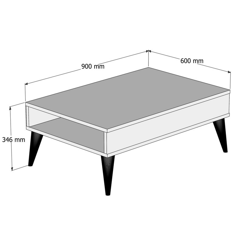 Modern Coffee Table, 35.4 x 13.6 x 23.6 inches | 100% Melamine Coated Particle Board, Thickness: 0.7 inches | Scandinavian Design, Stylish and Functional for Living Room & Lounge Spaces