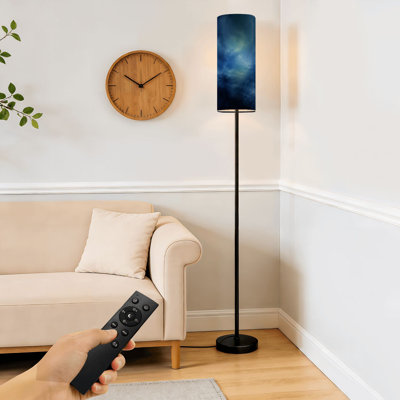 Lampe sur pied aquarelle abstraite bleu foncé art bleu foncé Lampe sur pied à intensité variable avec télécommande Pédale avec abat-jour Abat-jour grand lampadaire pour le bureau de la chambre à coucher