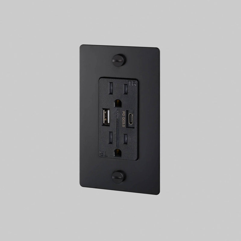 Outlet Module / Duplex And 2 USB-A + C, Black