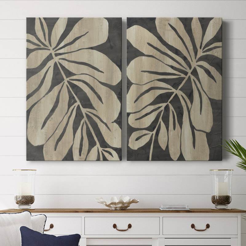Toile tendue Bold Leaf Fossil I-Premium - prête à être accrochée