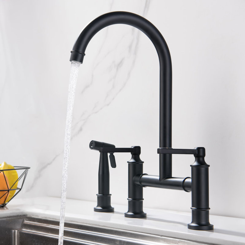 AWZTOO Kitchen Faucet with Side Spray, Matte Black